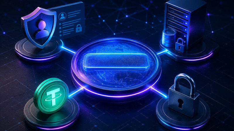 3D illustration of private domain registration with cryptocurrency, data protection, and WHOIS privacy.